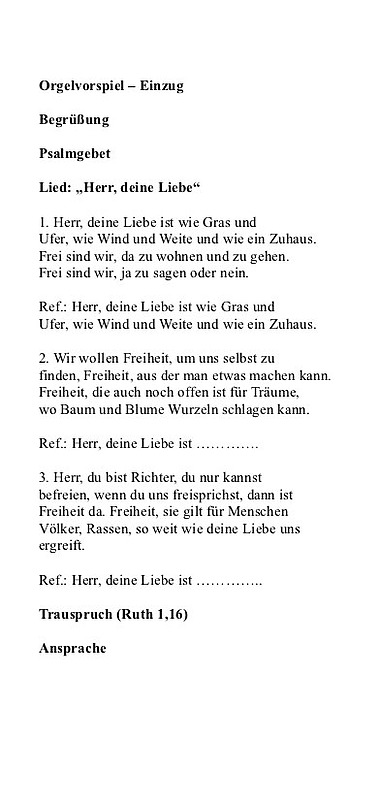 ablauf kirchliche hochzeit