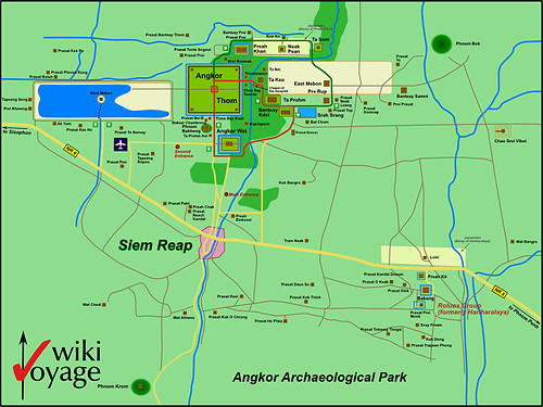 Angkor Archaeologischer Park (Quelle: http://www.wikivoyage.org/de/Bild:Map_of_Angkor_Archaeological_Park.svg)