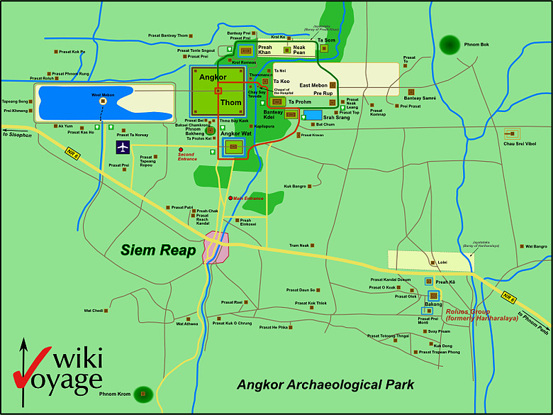 Angkor Archäologischer Park (Quelle: http://www.wikivoyage.org/de/Bild:Map_of_Angkor_Archaeological_Park.svg)
