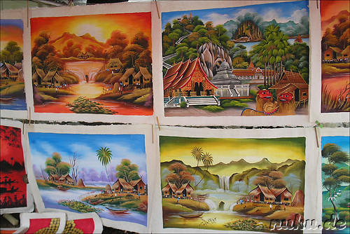 Auf dem Markt angebotene Bilder von Laos