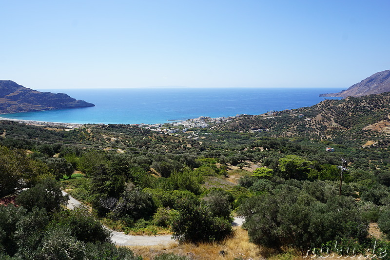 Ausblick auf Plakias von Mirthios auf Kreta, Griechenland