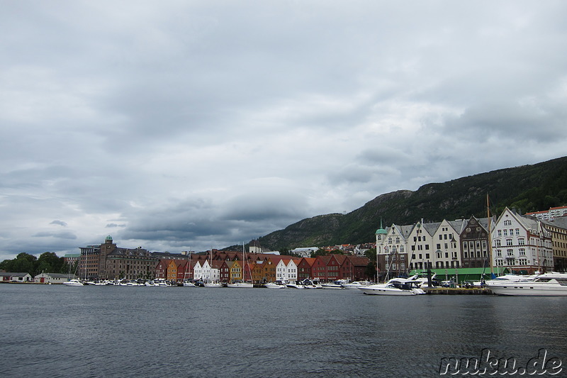 Blick auf Bryggen in Bergen, Norwegen