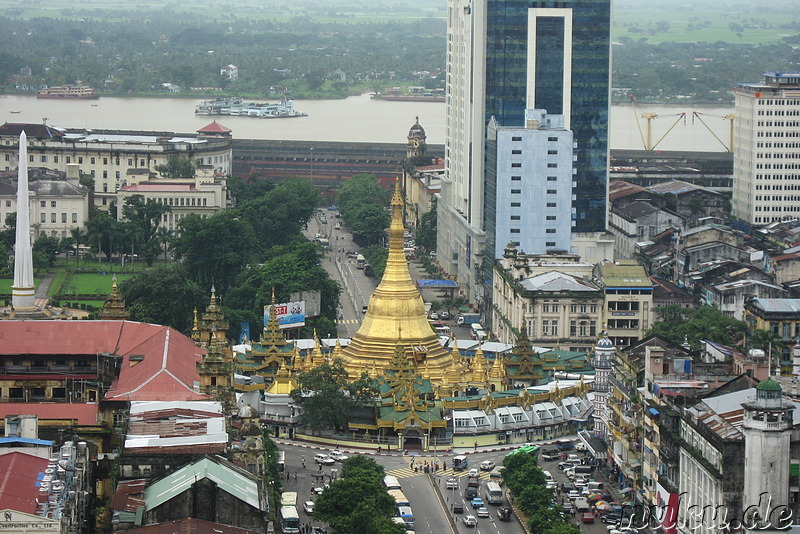 Blick auf die Sule Paya in Yangon, Myanmar