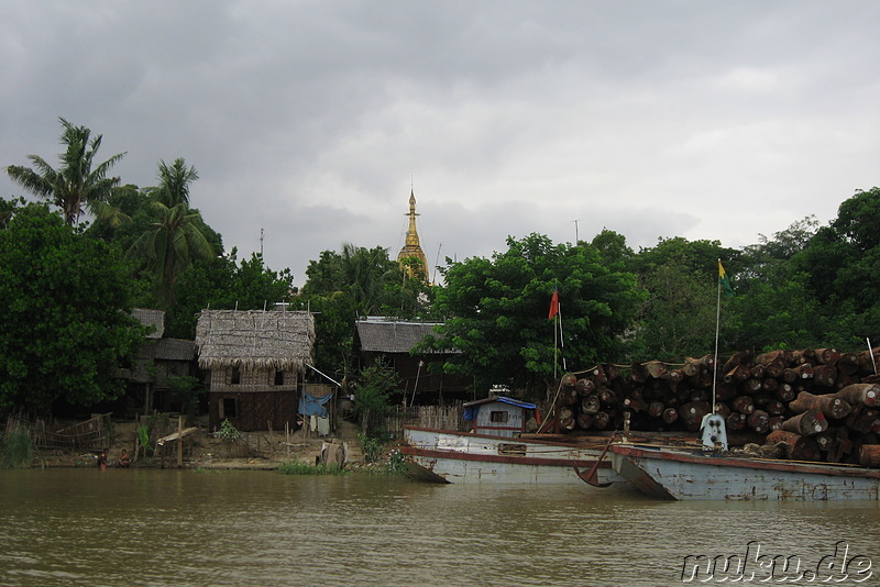 Bootsfahrt auf dem Ayeyarwady River in Bagan, Myanmar