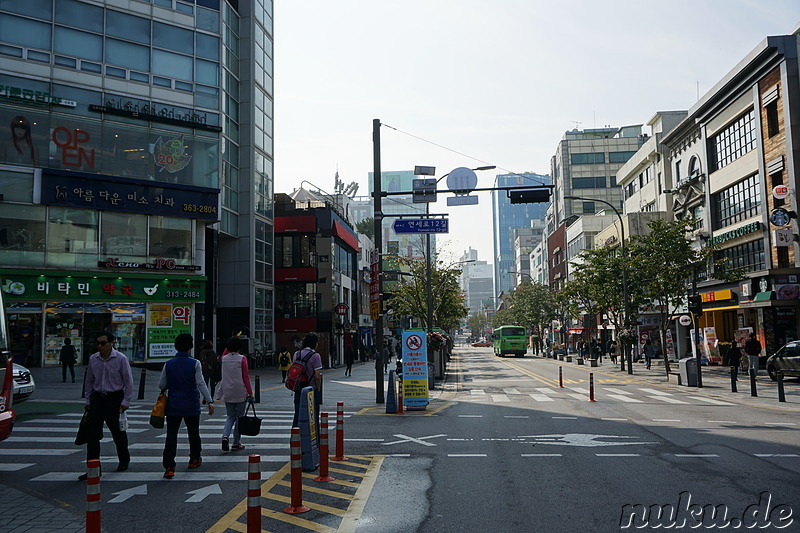 Das Studentenviertel Sinchon in Seoul, Korea