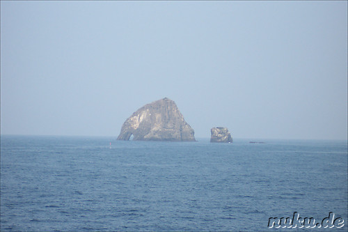 Die wohl bekannteste Steinformation vor der Kueste von Ulleungdo (Elephant Rock)