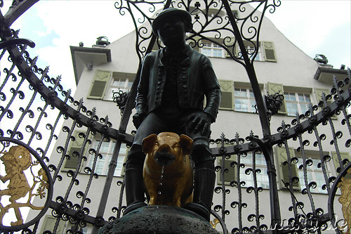 Hans im Glueck Statue in Stuttgart, Baden-Wuerttemberg