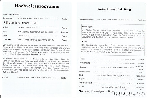Hochzeitsprogramm - Dt. Uebersetzung