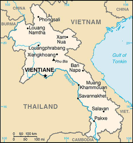 Karte Demokratische Volksrepublik Laos