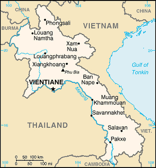 Karte Demokratische Volksrepublik Laos