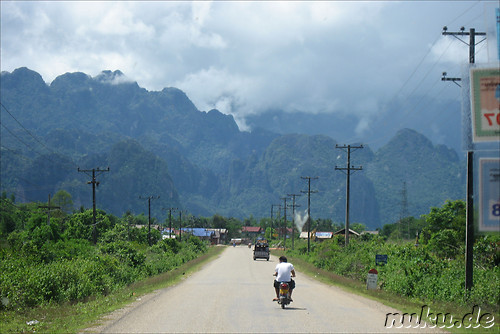 Kurz vor der Ankunft in Vang Vieng, Laos