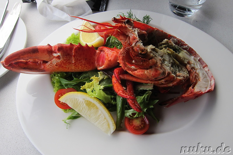 Lobster in einem Restaurant am Hafen von Oslo, Norwegen