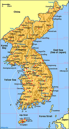 Reiserouten durch Korea und besuchte Orte