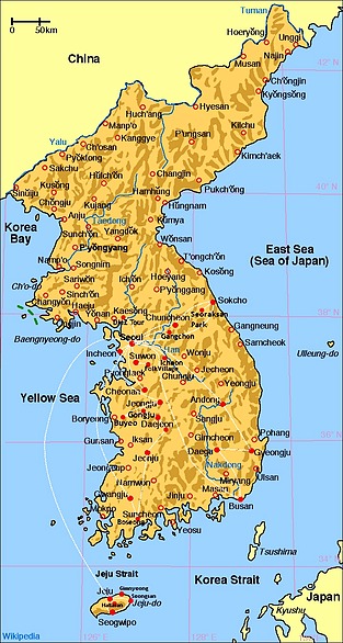 Reiserouten durch Korea und besuchte Orte