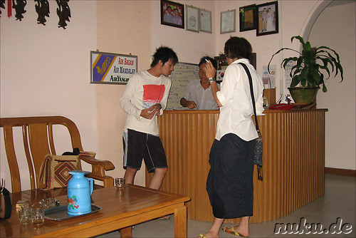 Rezeption im Gypsy Inn - Hostel in Nyaung Shwe am Inle Lake