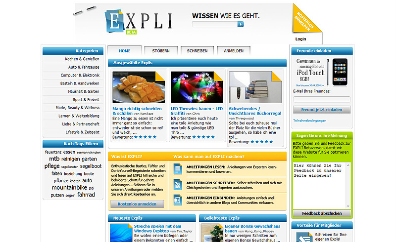 Screenshot von www.expli.de