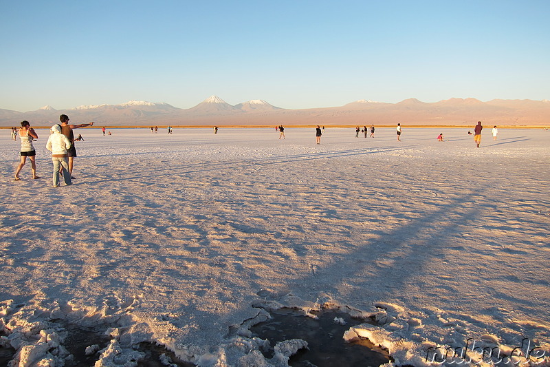 Sonnenuntergang an der Laguna Tebinquiche, Atacamawüste, Chile