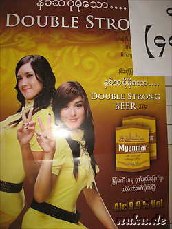 Werbung fuer Myanmar Double Strong Beer