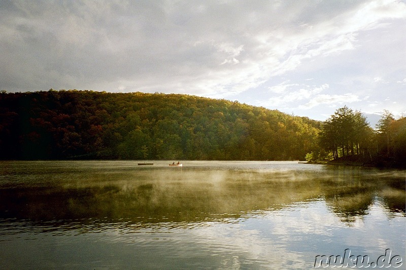 a lake in mt. tremblant, quebec, canada