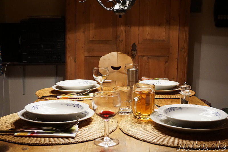 Abendessen in der Ferienwohnung in Sachang, Bayern