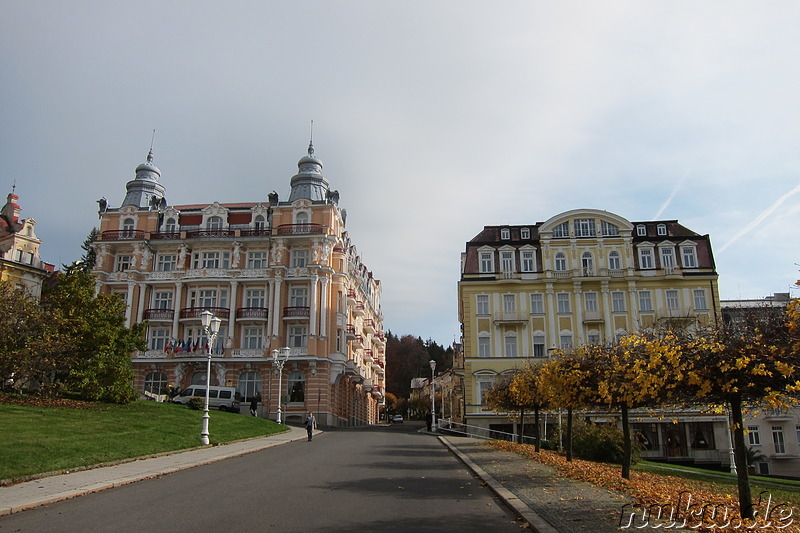 Am Goetheplatz (Goethovo Namesti) in Marienbad, Tschechien