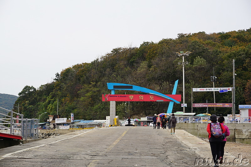 Ankunft am Bootsanleger auf Muuido Island, Korea
