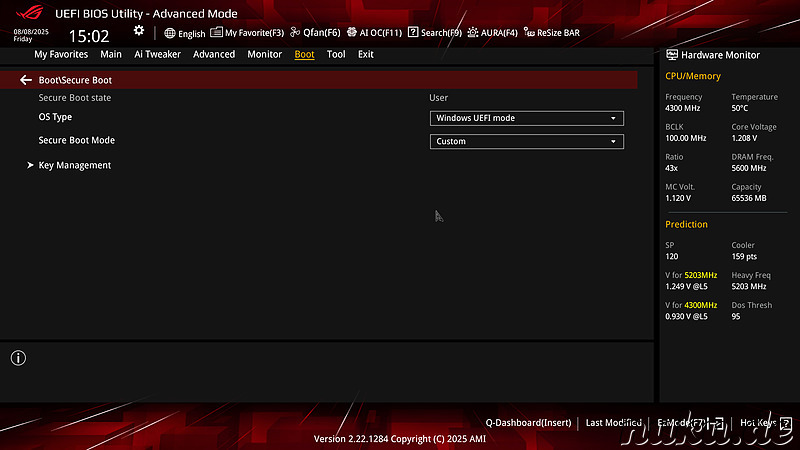 ASUS Bios: Secure Book aktivieren mit Option OS Type = Windows UEFI mode