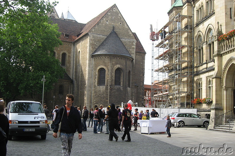 Auf dem Rathausplatz in Braunschweig