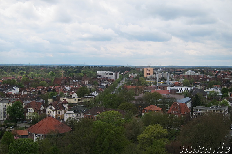 Ausblick auf die Innenstadt vom Wasserturm in Lüneburg, Niedersachsen