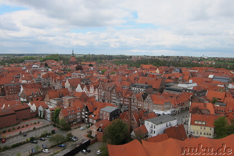 Ausblick auf die Innenstadt vom Wasserturm in Lüneburg, Niedersachsen