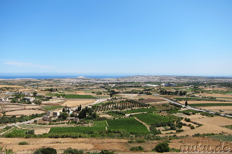 Ausblick vom Fontanella Tea Gardens in Mdina, Malta