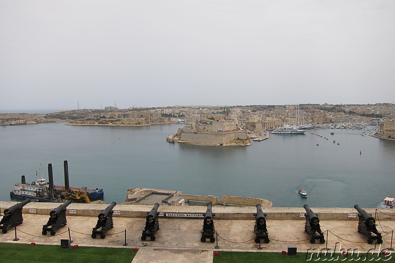 Ausblick von den Upper Barrakka Gardens in Valletta, Malta