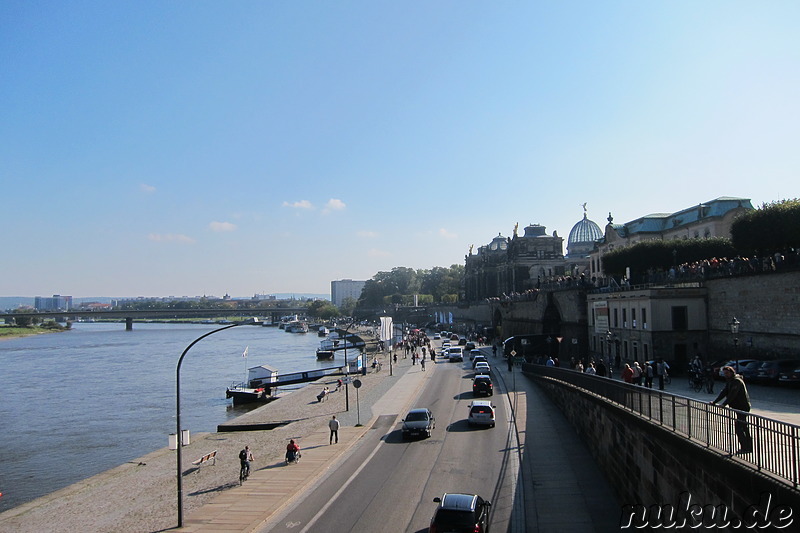 Ausblick von der Brühlschen Terrasse in Dresden