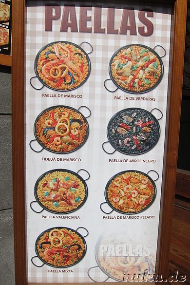 Auswahl an Paella in Madrid, Spanien