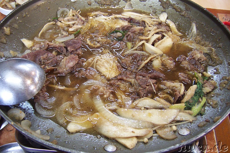 Beoseossaeng Bulgogi - nach dem Kochen (und ersten Auffüllen, daher wenig)