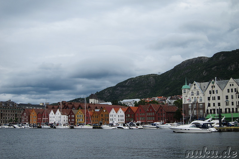 Blick auf Bryggen in Bergen, Norwegen