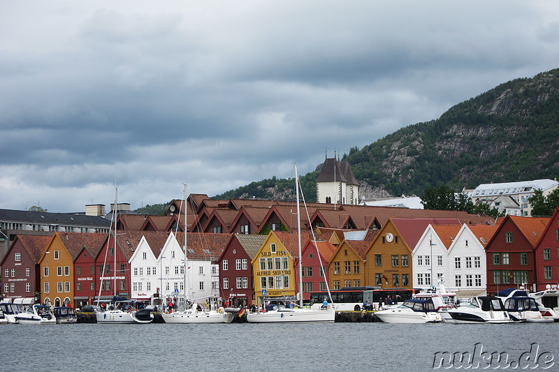 Blick auf Bryggen in Bergen, Norwegen