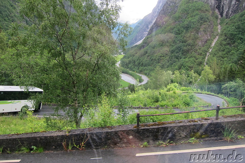 Busfahrt von Voss nach Gudvangen in Norwegen