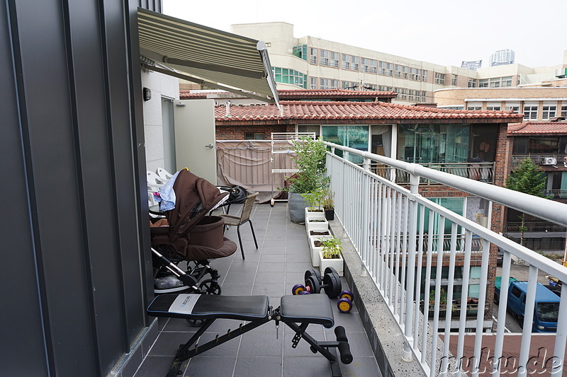 Dachterrasse von Jonghyeons Oktabbang (옥탑방) in Myeonmokdong (면목동), Seoul