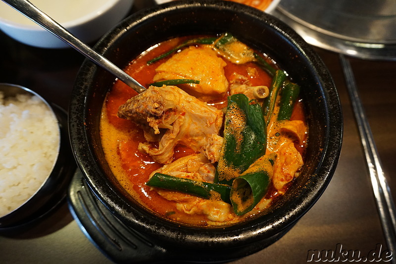 Dakdoritang (닭도리탕) bzw. Dakbokkeumtang (닭볶음탕) - Scharfe koreanische Hühnersuppe