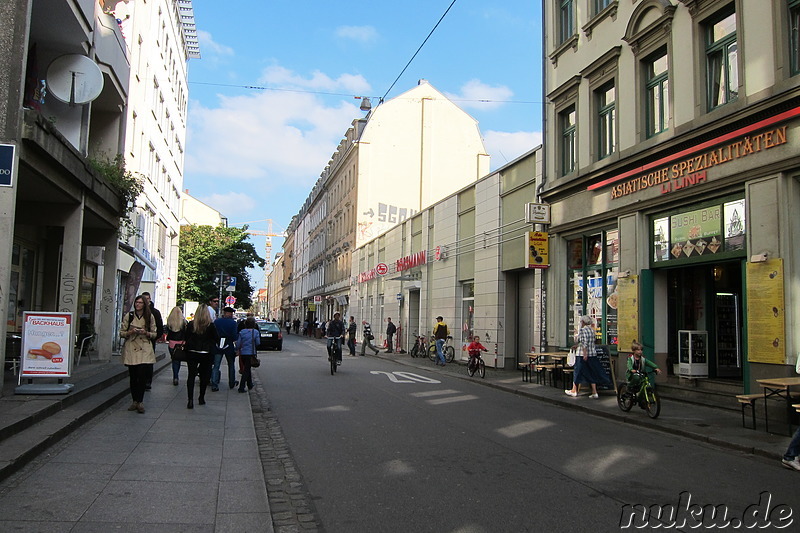 Eindrücke aus dem bunten Stadtteil Neustadt von Dresden, Sachsen