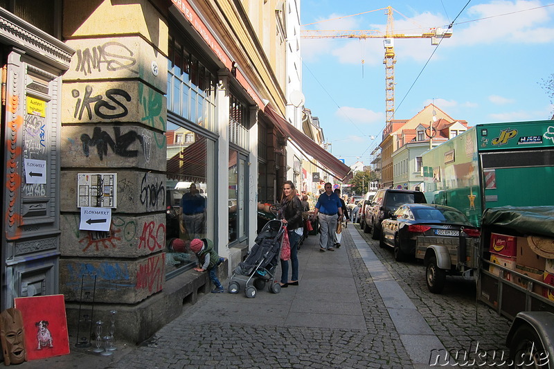 Eindrücke aus dem bunten Stadtteil Neustadt von Dresden, Sachsen