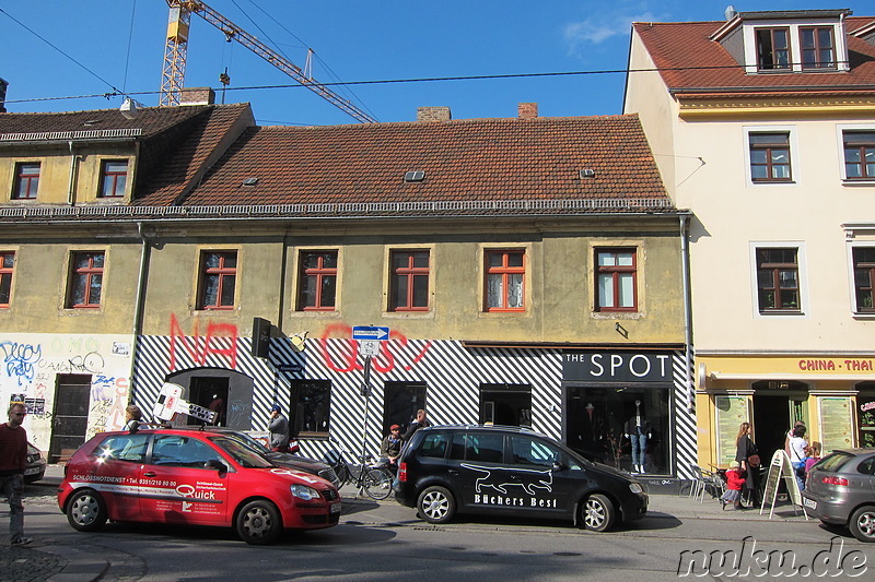 Eindrücke aus dem bunten Stadtteil Neustadt von Dresden, Sachsen