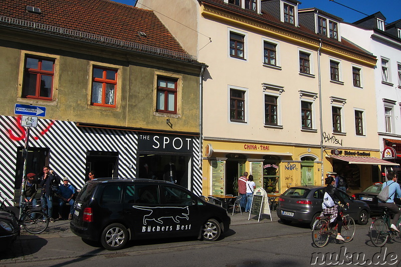 Eindrücke aus dem bunten Stadtteil Neustadt von Dresden, Sachsen