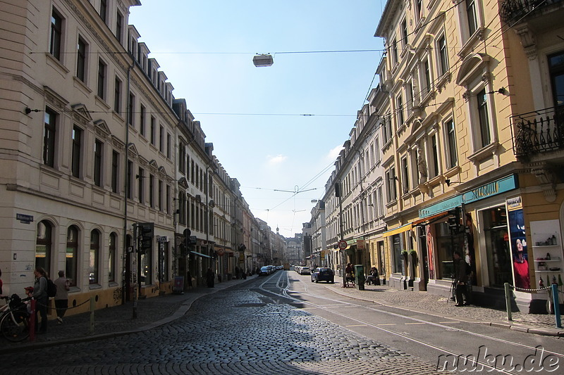 Eindrücke aus dem bunten Stadtteil Neustadt von Dresden, Sachsen