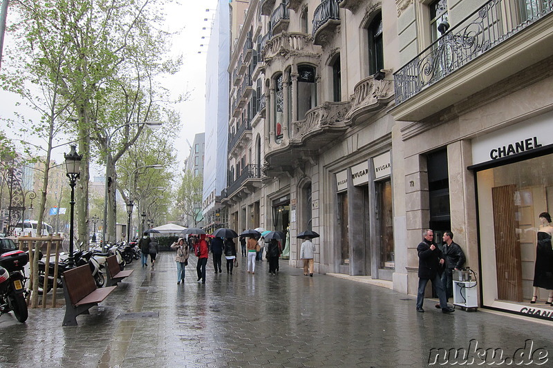 Einkaufsstrasse La Rambla in Barcelona, Spanien