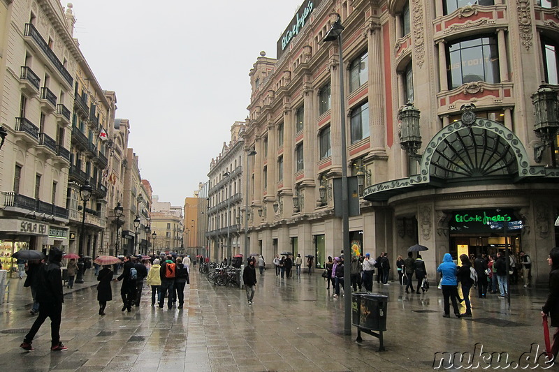 Einkaufsstrasse La Rambla in Barcelona, Spanien