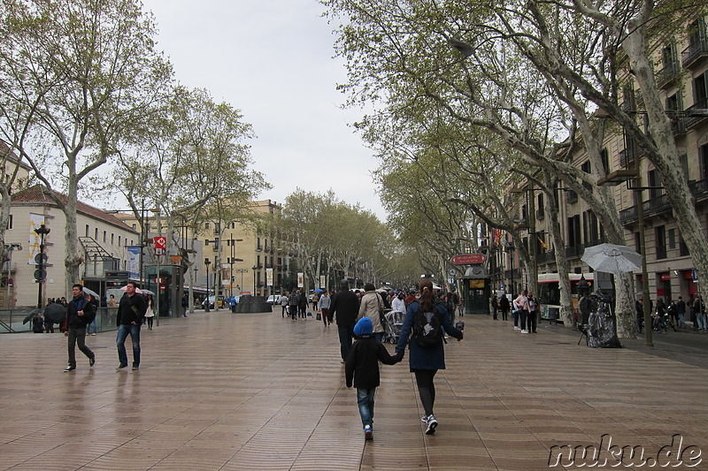 Einkaufsstrasse La Rambla in Barcelona, Spanien