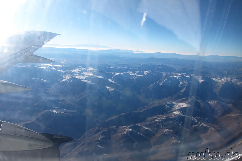 Flug von Santiago nach Calama in der Atacamawüste, Chile