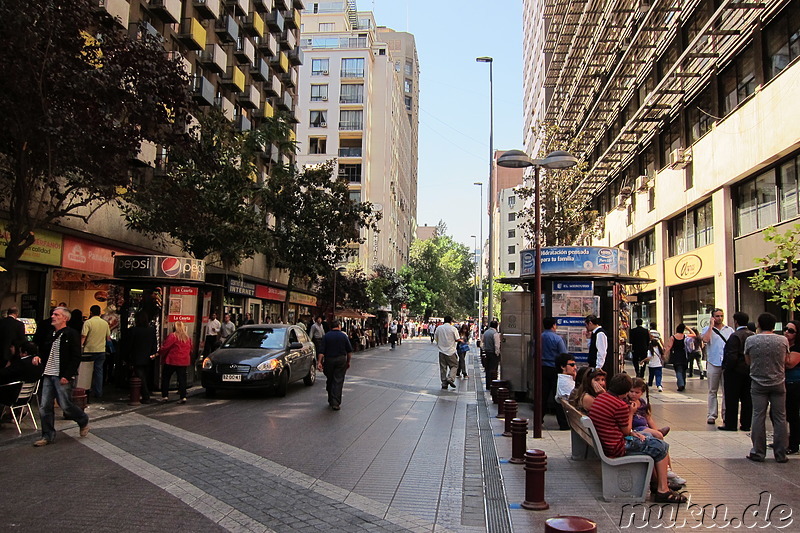 Fußgängerzone Paseo Huerfanos in Santiago de Chile